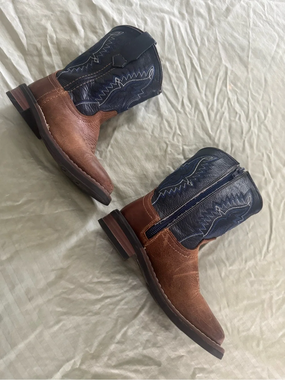 J.B. Dillon Brown and Navy Kids Western Boots